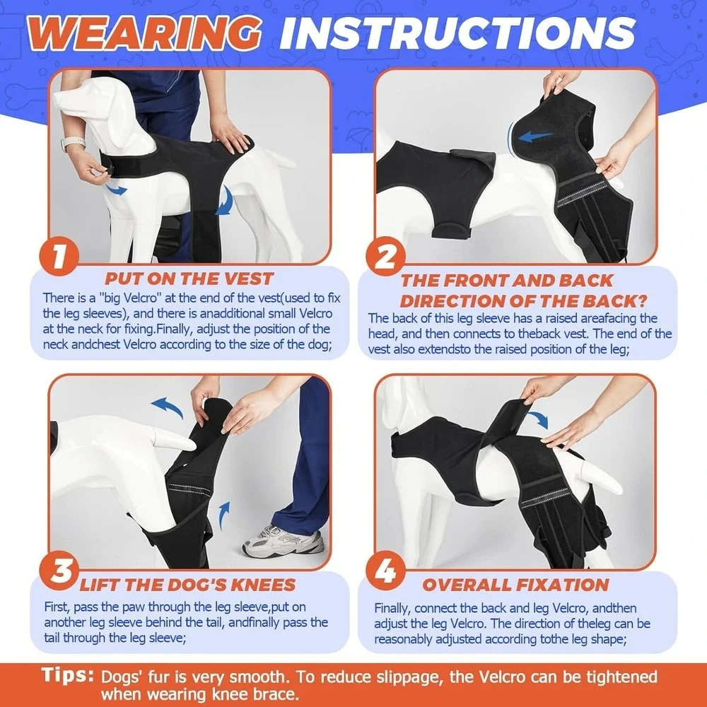 XXL‎ Dog Knee Brace – Hind Leg ACL Support for Patella, Hip Dysplasia, Injuries
